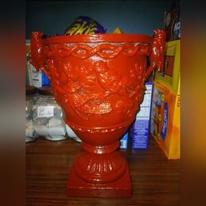 Vintage Elegant Red Decorative Vase/Flower Pot Urn W/ Bird Handles